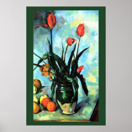 Tulpen in een vaas door Paul Cezanne, Vintage Kuns Poster