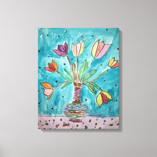 Tulpen in een vaaswandcanvas canvas afdruk (Voorkant)