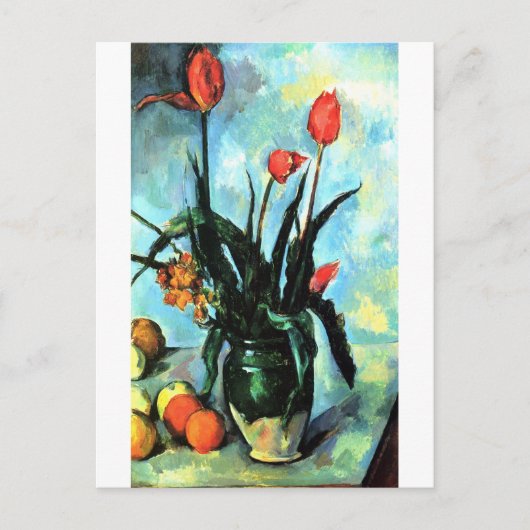 Tulpen in een Vase door Paul Cezanne,  kunst Briefkaart (Voorkant)