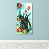 Tulpen in een Vase door Paul Cezanne,  kunst Canvas Afdruk (Insitu (Houten vloer))