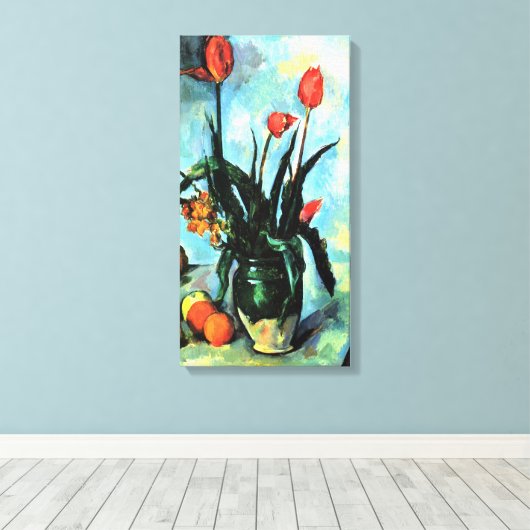 Tulpen in een Vase door Paul Cezanne,  kunst Canvas Afdruk (Insitu (Houten vloer))