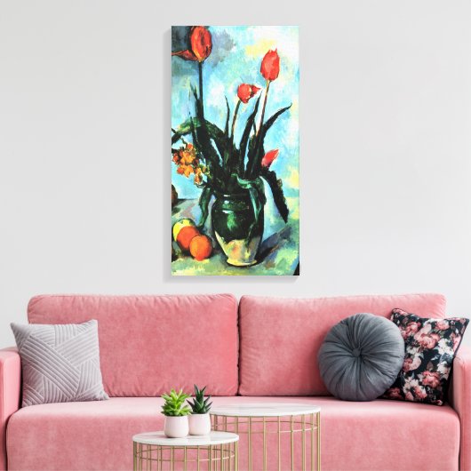 Tulpen in een Vase door Paul Cezanne,  kunst Canvas Afdruk (Insitu (Woonkamer))