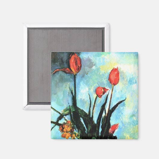 Tulpen in een Vase door Paul Cezanne,  kunst Magneet (Voorkant / Achterkant)