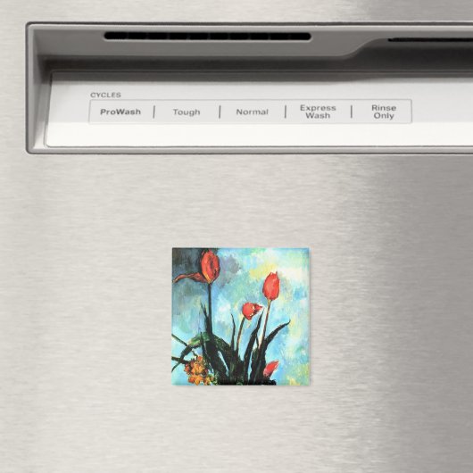 Tulpen in een Vase door Paul Cezanne,  kunst Magneet (Insitu (Vaatwasser))