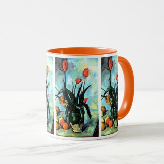 Tulpen in een Vase door Paul Cezanne,  kunst Mok (Voorkant rechts)
