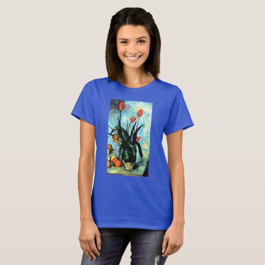 Tulpen in een Vase door Paul Cezanne,  kunst T-shirt (Voorkant volledig)