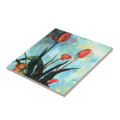 Tulpen in een Vase door Paul Cezanne,  kunst Tegeltje (Zijkant)
