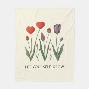Tulpen in Hartvorm Laat Jezelf Groeien Citaat Fleece Deken