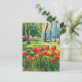 Tulpen in het park briefkaart (Staand voorkant)
