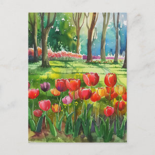 Tulpen in het park briefkaart