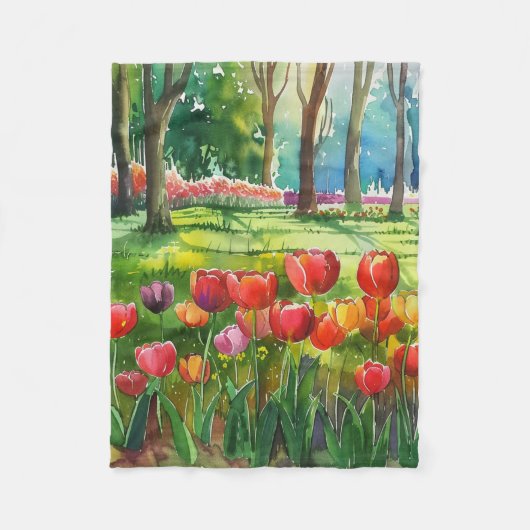 Tulpen in het park fleece deken (Voorkant)