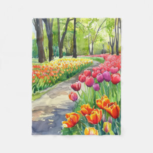Tulpen in het park fleece deken