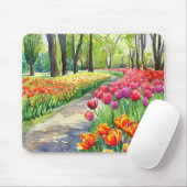 Tulpen in het park muismat (Met muis)