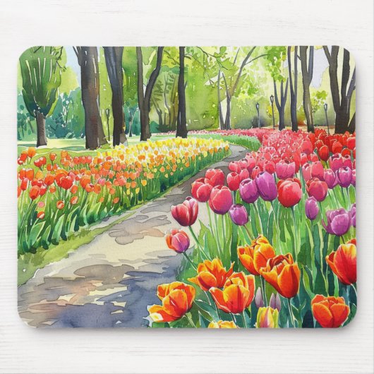 Tulpen in het park muismat (Voorkant)