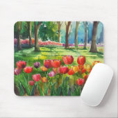 Tulpen in het park muismat (Met muis)