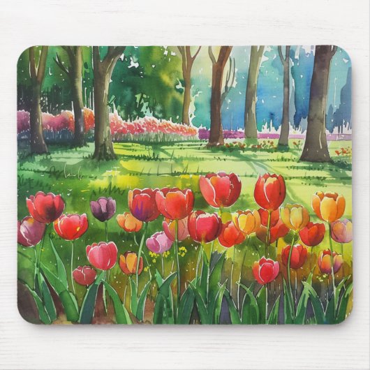 Tulpen in het park muismat (Voorkant)