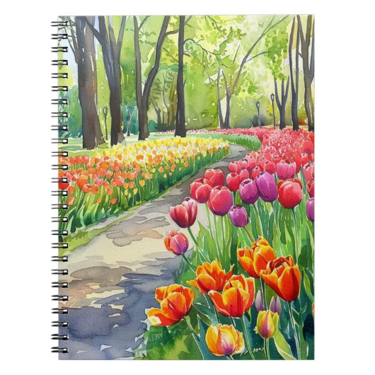 Tulpen in het park notitieboek (Voorkant)