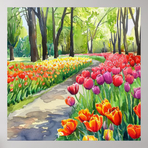 Tulpen in het park poster