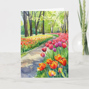Tulpen in het park verjaardag kaart