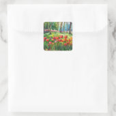 Tulpen in het park vierkante sticker (Tas)