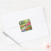 Tulpen in het park vierkante sticker (Envelop)