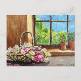 Tulpen in het raam Briefkaart