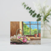 Tulpen in het raam Briefkaart (Staand voorkant)