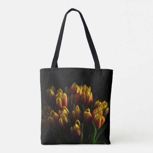 Tulpen in het ventilatorbundel tote bag (Achterkant)