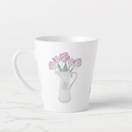 Tulpen in Keramische Kan Latte Mok (Links)