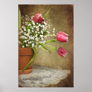 tulpen in kleipot poster