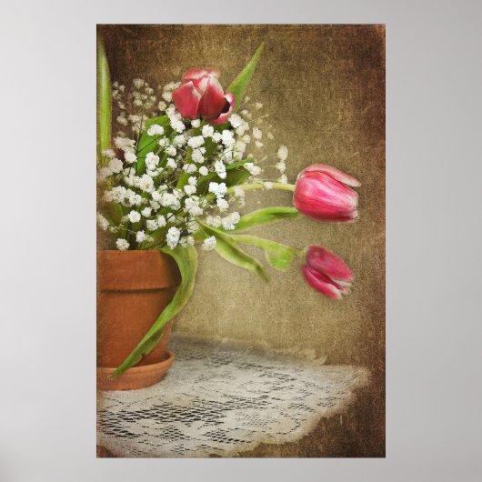 tulpen in kleipot poster (Voorkant)