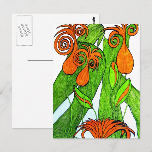 Tulpen in oranje Briefkaart (Voorkant / Achterkant)