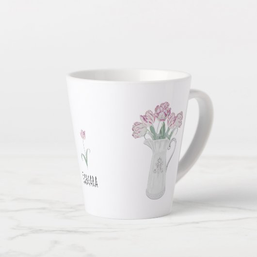 Tulpen in Pitcher Ceramic Latte Mok (Rechterhoek)
