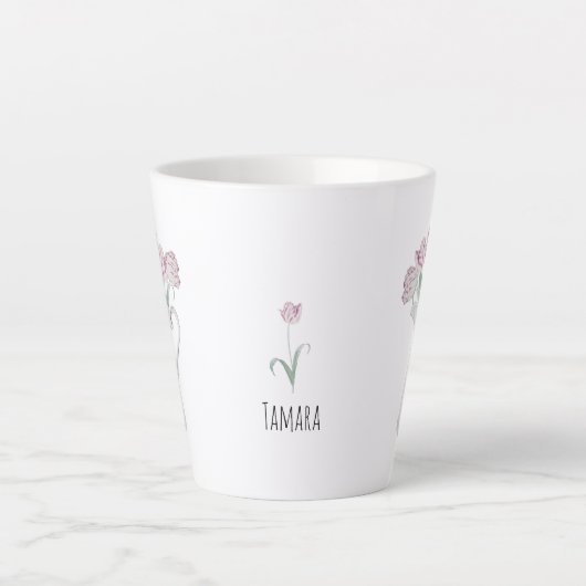 Tulpen in Pitcher Ceramic Latte Mok (Voorkant)