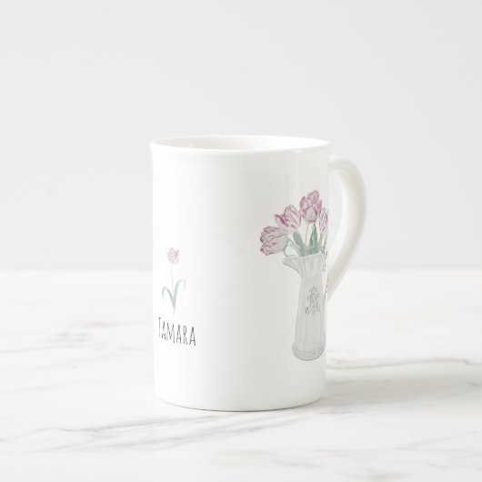 Tulpen in Pitcher Ceramic Porselein Kop (Voorkant rechts)