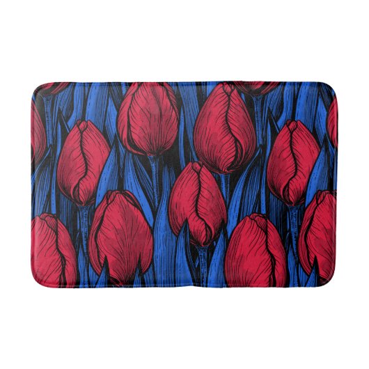 Tulpen in rood en blauw badmat (Voorkant)