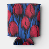 Tulpen in rood en blauw blikjeskoeler (Voorkant)