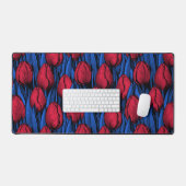 Tulpen in rood en blauw bureaumat (Keyboard & Muis)