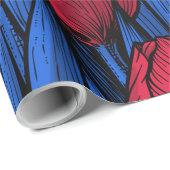 Tulpen in rood en blauw cadeaupapier (Rol Hoek)