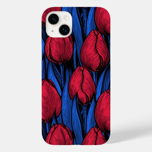 Tulpen in rood en blauw Case-Mate iPhone case (Achterkant)