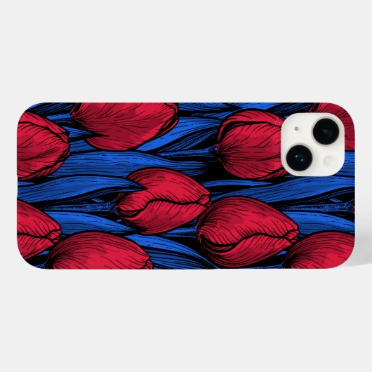 Tulpen in rood en blauw Case-Mate iPhone case (Achterkant (horizontaal))