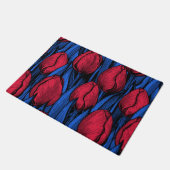 Tulpen in rood en blauw deurmat (Schuin)