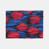 Tulpen in rood en blauw fleece deken (Voorkant (Horizontaal))