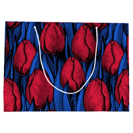 Tulpen in rood en blauw groot cadeauzakje (Achterkant)