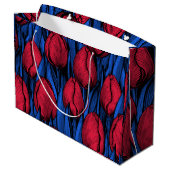 Tulpen in rood en blauw groot cadeauzakje (Achterkant Gekanteld)