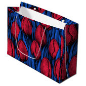 Tulpen in rood en blauw groot cadeauzakje (Voorkant Gekanteld)