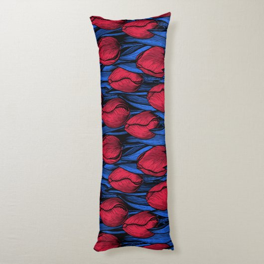 Tulpen in rood en blauw lichaamskussen (Achterkant (Verticaal))