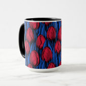 Tulpen in rood en blauw mok (Voorkant links)