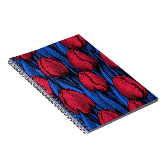 Tulpen in rood en blauw notitieboek (Rechterzijde)