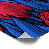 Tulpen in rood en blauw poster (Hoek)